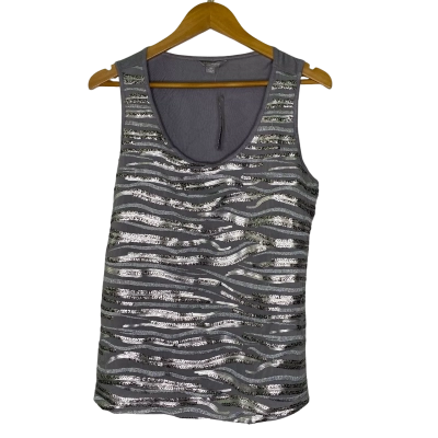 Suzannegrae Womens  Size M Singlet Top Grey / Silver / Striped 