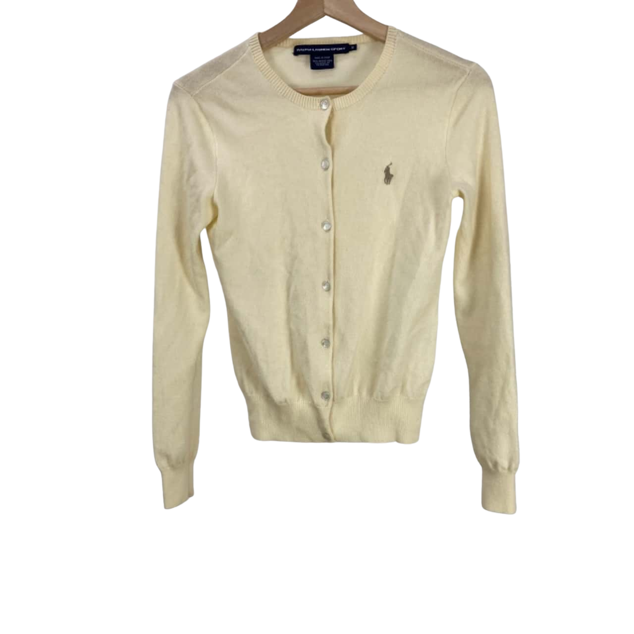 Ralph Lauren Womens Size M Cream 100 Merino wool cardigan (s)