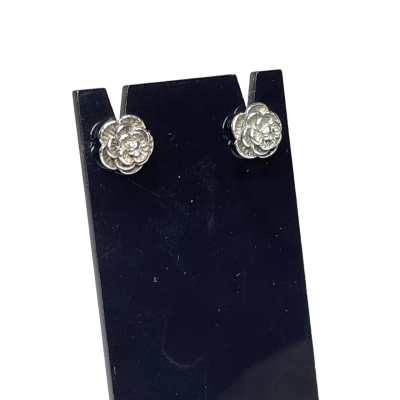 Womens Flower Shaped Stud Earrings Silver (925)