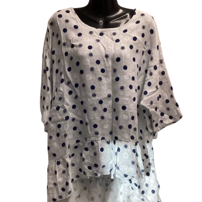  Luxmii Womens  Size One Size Long Sleeve Top Navy Blue / White 