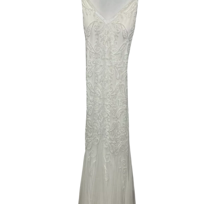 Adrianna Papell Womens  Size 10 Maxi Dress / Sleeveless Dress  / Wedding Dress White 