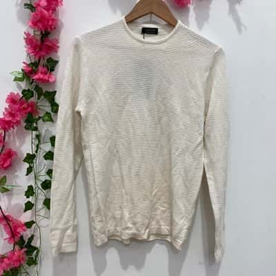 Zara Man Mens Knit Jumper Size M White 