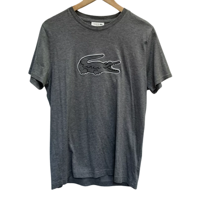 Lacoste Mens  Size L Grey Short Sleeve T-shirt Excellent Used Conditon