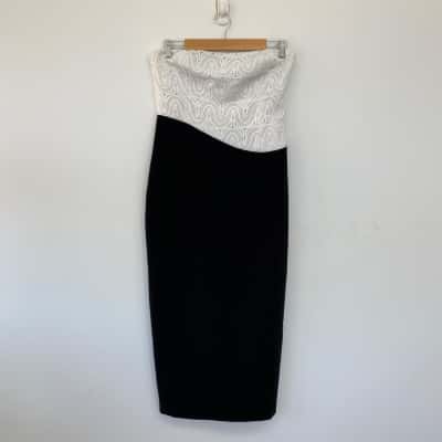 Minima Black White Strapless Maxi Dress Size 12 