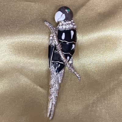 Vintage Style Enamel Parrot Brooch 