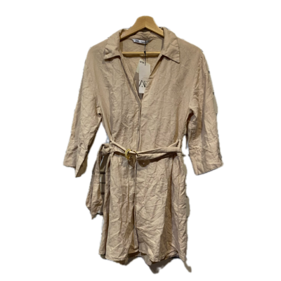 Zara Womens Dress Size S Beige Linen Blend with Belt