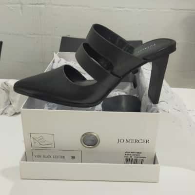 Jo Mercer Vada Black Leather Mules Size 38 