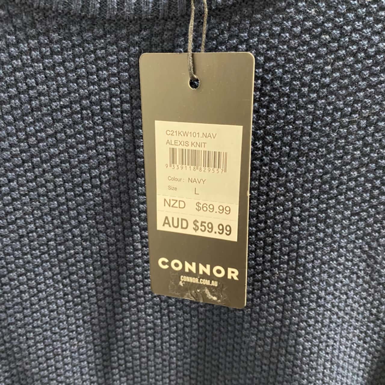 BNWT Connor Mens Alexis Knit Size L Navy Jumper RRP $59.99(s)