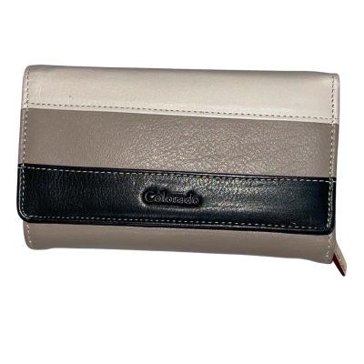 Colorado Leather Wallet in Beige/black 
