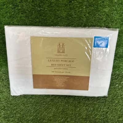 Chapel Gate Luxury Percale White Single Bed Sheet Set (New)