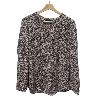 Adrianna Papell Womens  Size S Long Sleeve Top Animal print 
