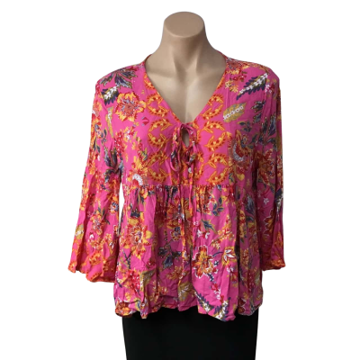 Dreamcatcher Womens Size 14 / L  Pink / Multicoloured Floral 3/4 Sleeve Top