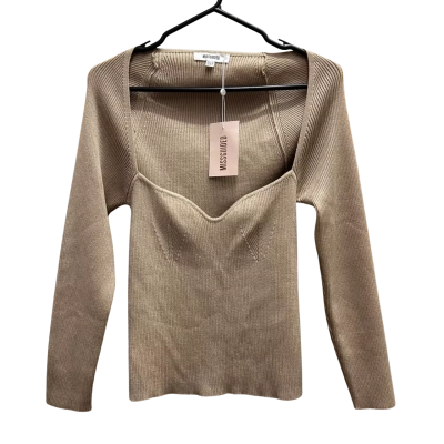 New With Tags Missguided Square Neck Sweetheart Ribbed Stretch Top Stone Size 18 