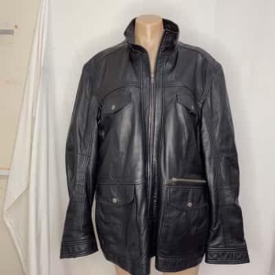 Daniel Hechter black leather jacket  Size 2XL 