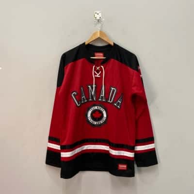 Canada Hockey Top Mens  Size M Black  / Red / White 