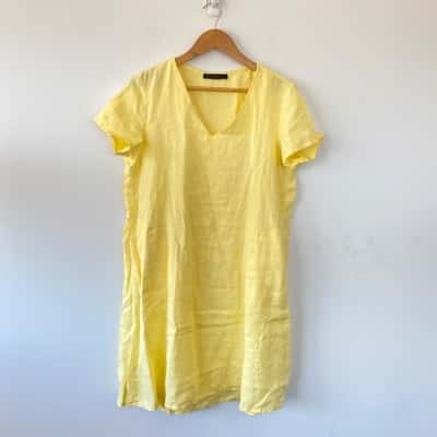 Betty Barclay Yellow Short Sleeve Pocket Mini Dress  Size 14 