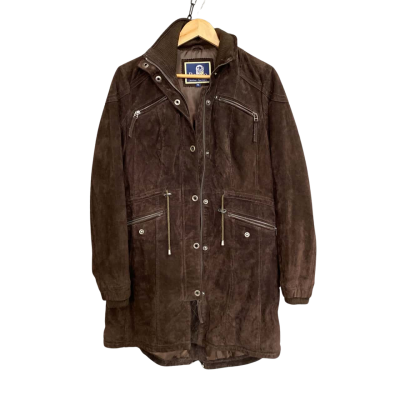 Rocco Cueros Dark Blown Genuine Leather Suede Jacket Women's size XL