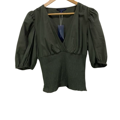 French Connection Olive Puff Sleeve Blouse. Size 10