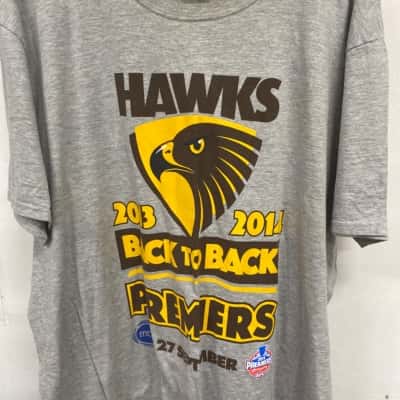 Hawthorn back to back premiers AFL Mens  Size XXL Short Sleeve T-shirt Grey 