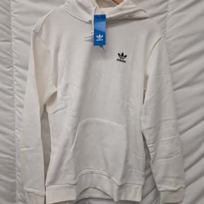 Adidas Mens White Essentials Hoodie (New) - Size S