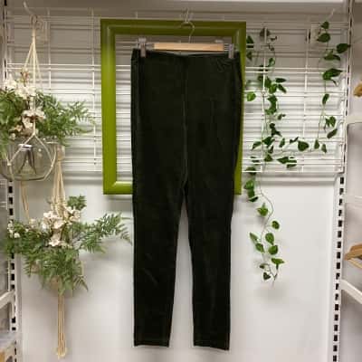  Rosemunde Copenhagen Womens Stretch Velvet Slim Fit Pants Green Size 8-10