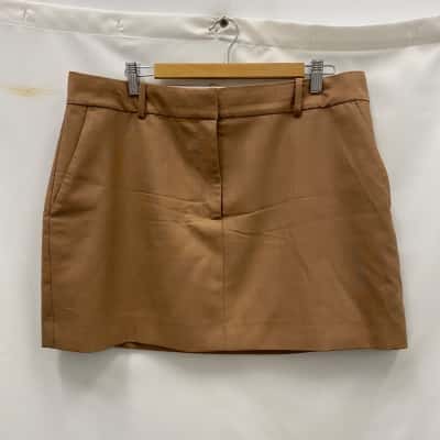 Witchery Women's 100% Wool Fabric Work Skirt  Size 14 Mini Skirt Brown 