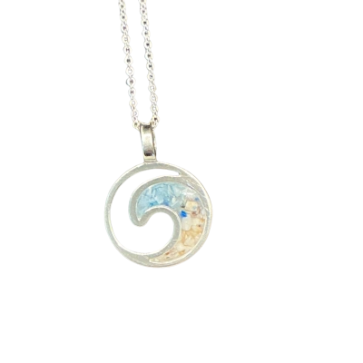 Dune 925 silver tone ocean wave spiral pendant necklace coastal inspired jewlery