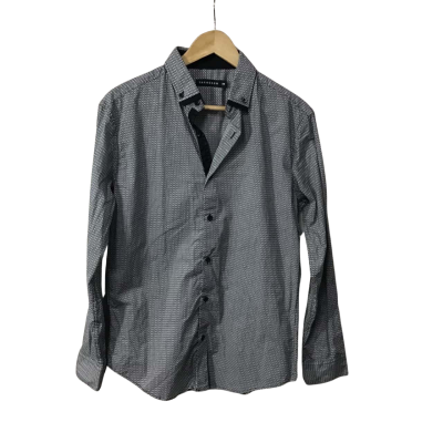Tarocash Mens Size M White / Black / Pattern Long Sleeve Shirt