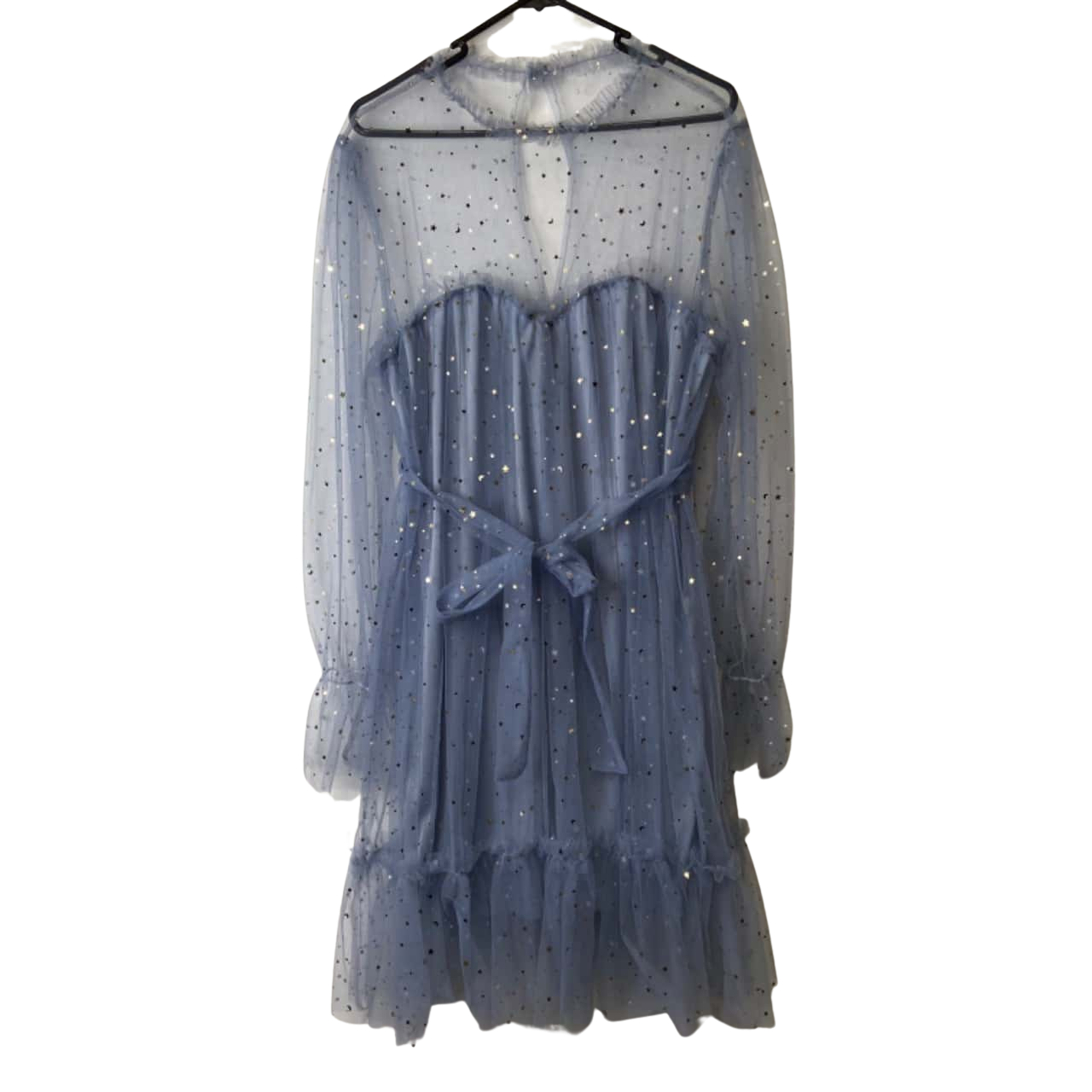 Love & Lemonade Womens Size 2XL Starry Long Sleeve / Midi Dress Blue