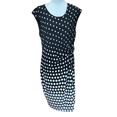 Liz Jordan Womens  Size 14 Sleeveless Dress  Black  / Polka Dot / White 