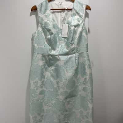 Trent Nathan Womens  Size 14 Cocktail Dress / Floral Dress Teal / White 