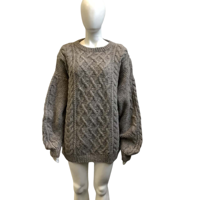 `Vintage’ Ricardo Unisex Size XL Pure Wool Cable Knit Jumper Grey
