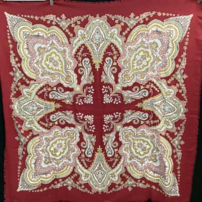  Soft Scarf Cream / Maroon / Pink  
