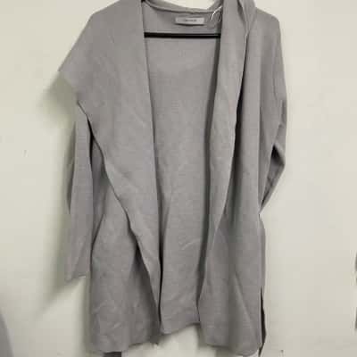 Oroton Womens Size XL Grey Wool Sweater-Cloak with a Hood