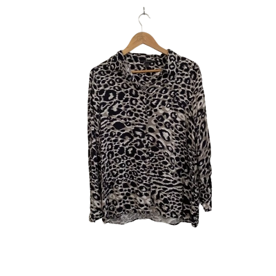 Espirit Womens  Size 14 Button Up Top / Long Sleeve Top Animal print / Black  / Grey / White 