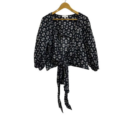 Witchery Womens  Size 12 100% linen black and white top