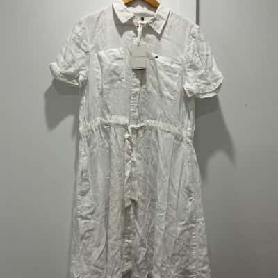 Tommy Hilfiger Womens  Size 14 Shirt Dress White 