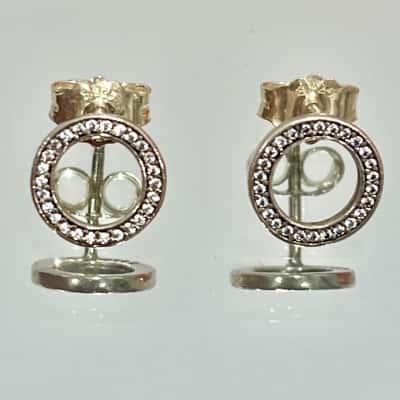 Pandora ALE 925 Sparkling Round Stud Earrings