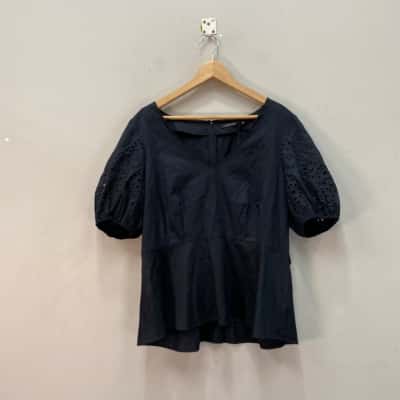 Portmans Womens  Size 16 Short Sleeve Top Black  