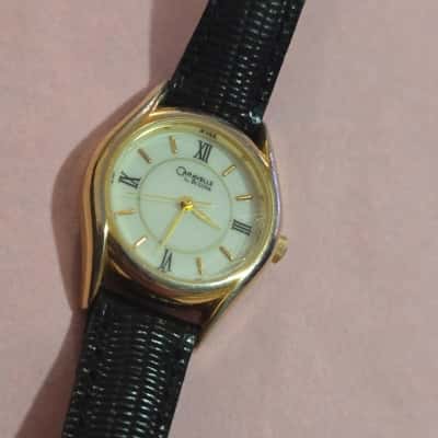 Womens Caravelle watch - black leather band