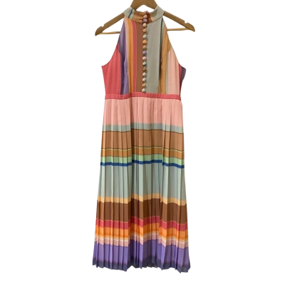 Zimmermann Womens  Size 2 Halter Neck Midi Dress Multicoloured / Striped 