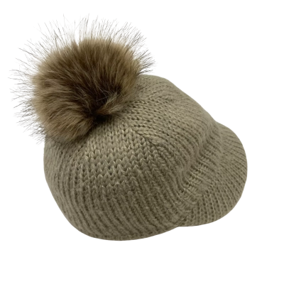 Brand New - Morgan & Taylor - Womens Knit Cap With Faux Fur Pom-Pom Size (Approx. 54-55cm) - Camel (RRP $79.95)