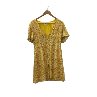 Princess Polly Womens  Size 12 Mini Dress Yellow / Floral
