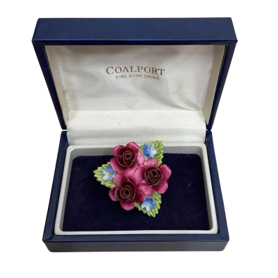  Womens Vintage Coalport Brooch Floral with Box 