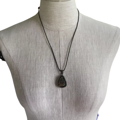  Australian Boulder Opal Pendant in S/S 925 Casing on Black Cord. 