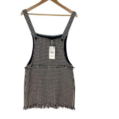 Zara - Black & White Pinafore Mini Dress (Size S)