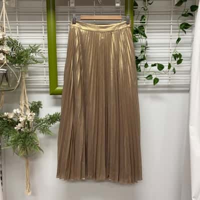 Forever New Brand New With Tags Size 8 Pleated Maxi Skirt Gold 