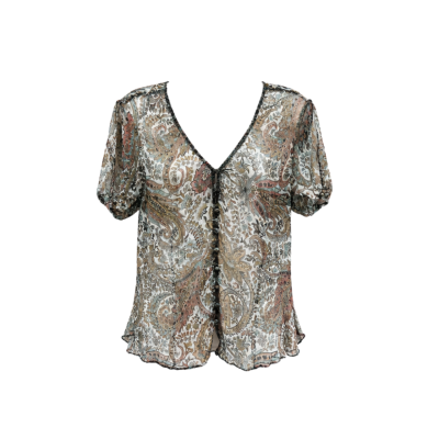 Sportscraft Womens Size 12 Sheer Paisley Print Shirt