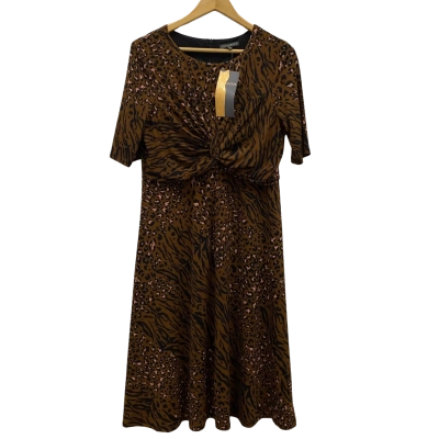 Liz Jordan Womens Size 14 Short Sleeve Dress Animal print / Black / Brown RRP$170