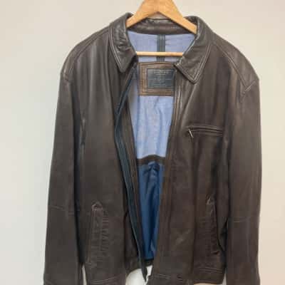 Gazman Mens  Size XL Leather Jacket Brown 